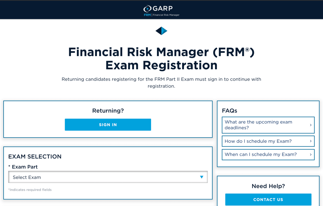 FRM考试注册账号页面